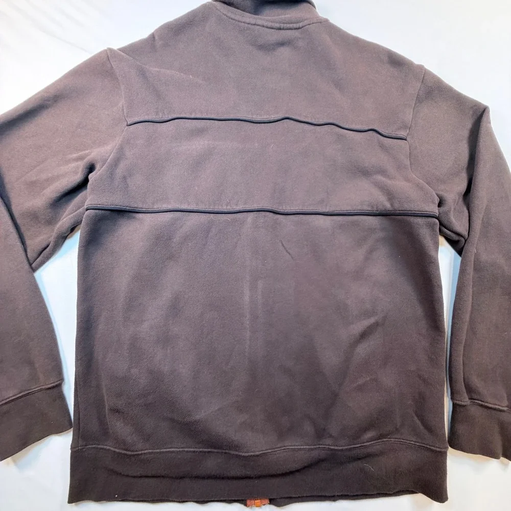 The North Face Full Zip Sweatshirt Jacket Mens Large Brown Orange Logo Fleece